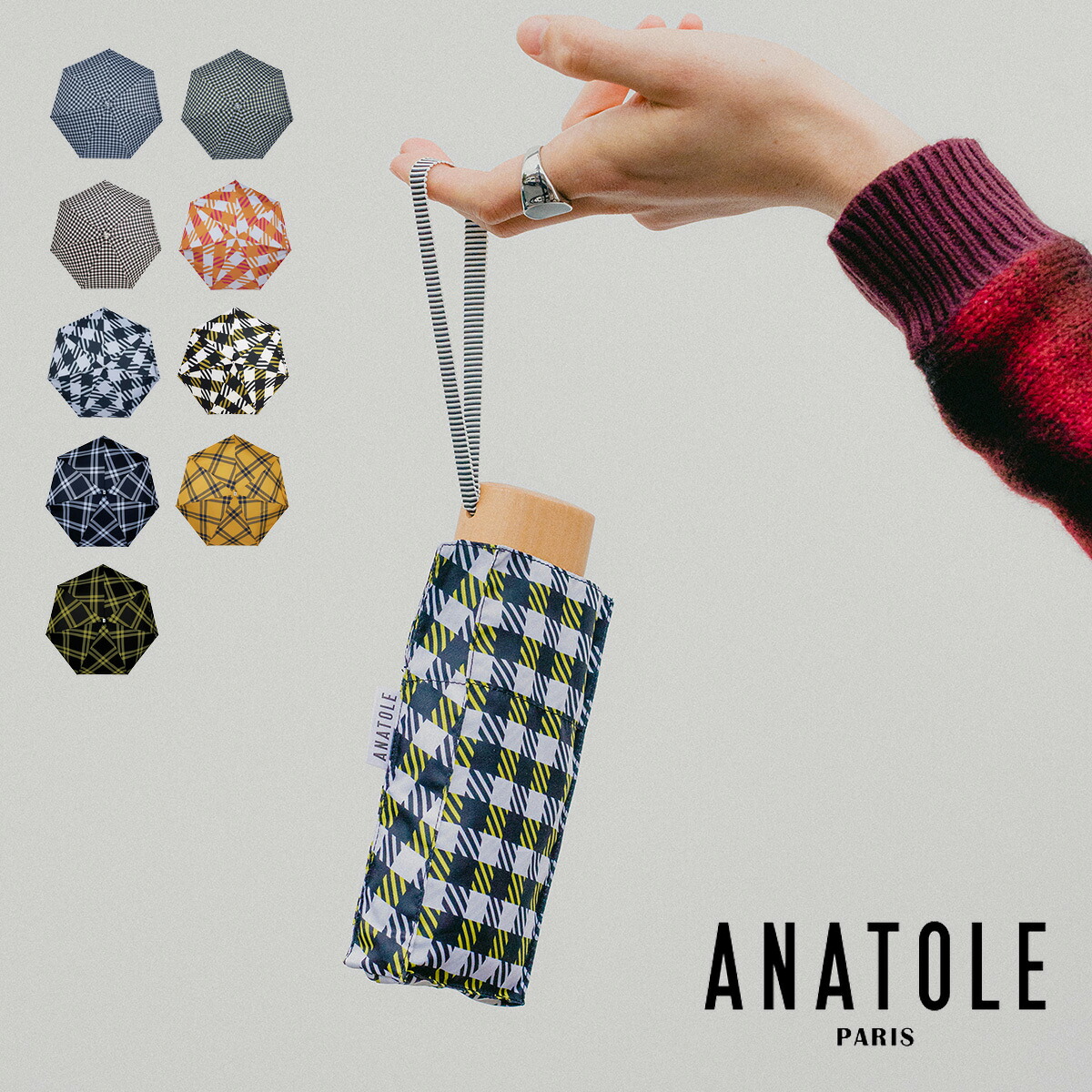 【全品10倍★4/10(金)2時迄】アナトール パリス 折りたたみ傘 アンブレラ メンズ レディース ANATOLE PARIS TWEED&CHECK かさ カサ 傘 軽量 晴雨兼用 男女兼用 折れにくい シンプル[即日発送]
