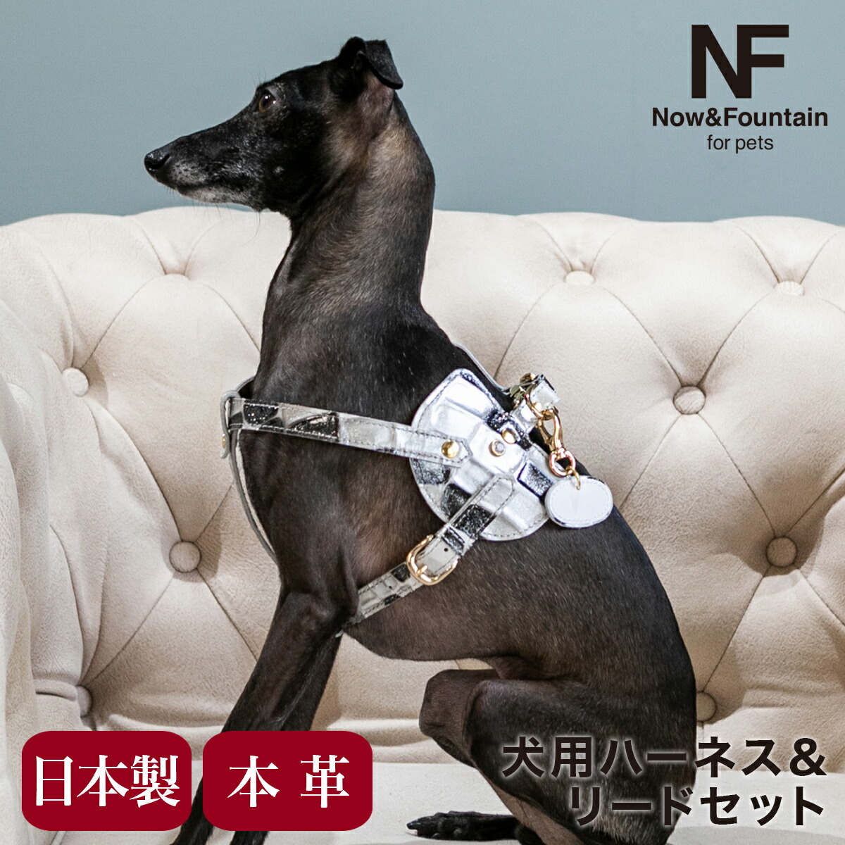 【全品10倍★7/19(日)20時～】エヌアンドエフ ペット ハーネス＆リードセット 小型犬 ハーネス ボディベルト リード おしゃれ レザー 本革 日本製 N＆F for pets TYPE-C ジュエリータイル ｜ 犬用 ペット ファッション 胴輪 犬用品 ペットグッズ[即日発送]｜SAC&rsquo;SBAR LIFESTYLE GOLF＆SPORTS