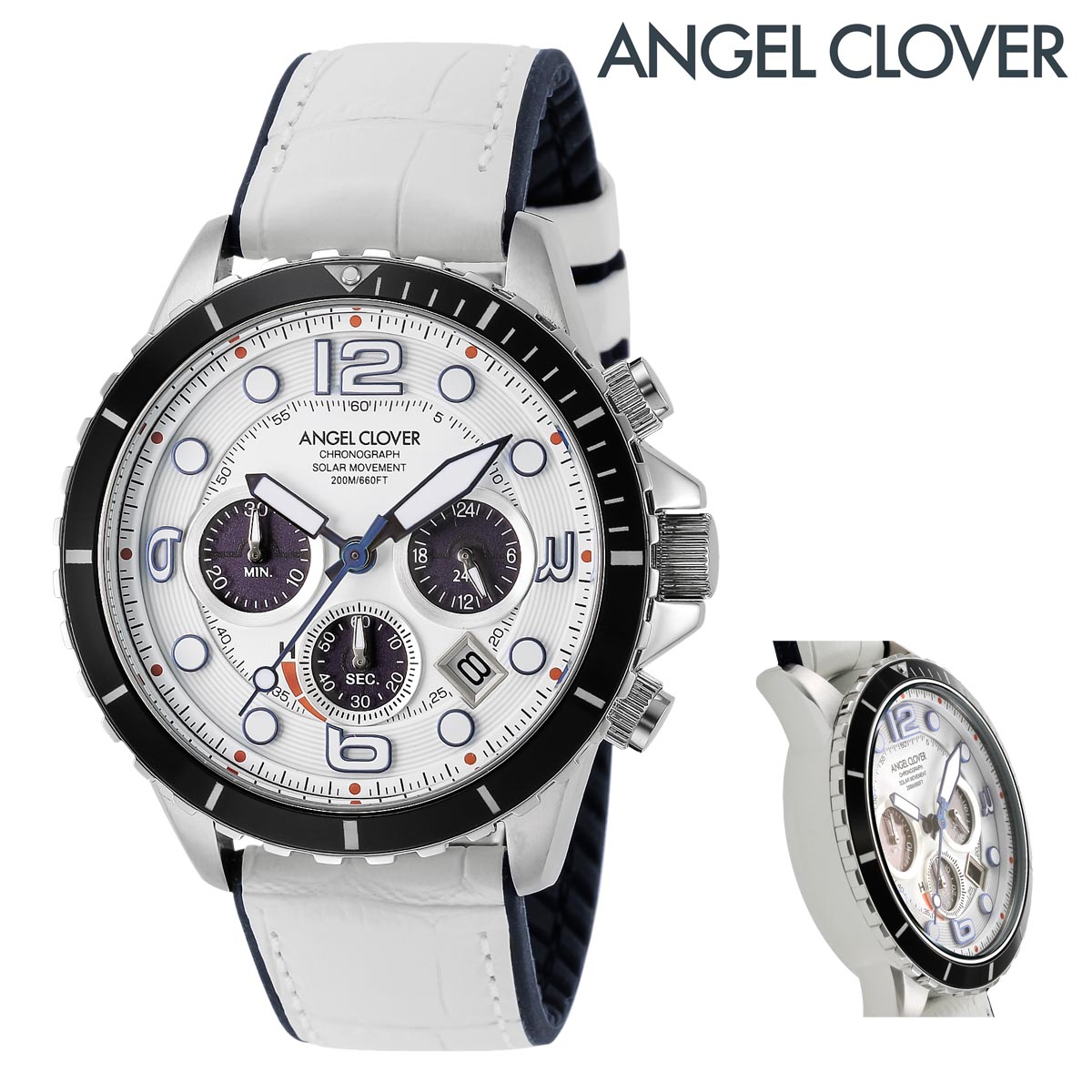 エンジェルクローバー 腕時計 タイムクラフトダイバー TCD45SWH-WH メンズ AngelClover ステンレススチール ミネラルガラス 本革 ラバー[PO10]