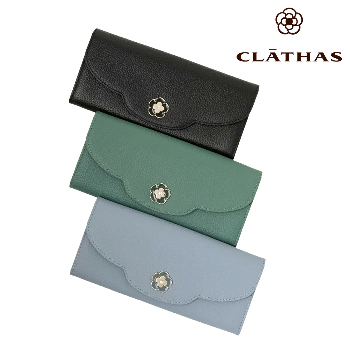 クレイサス 長財布 かぶせ 本革 ペルル レディース 190710 CLATHAS ロングウォレット 大容量 レザー カメリア[即日発送]
