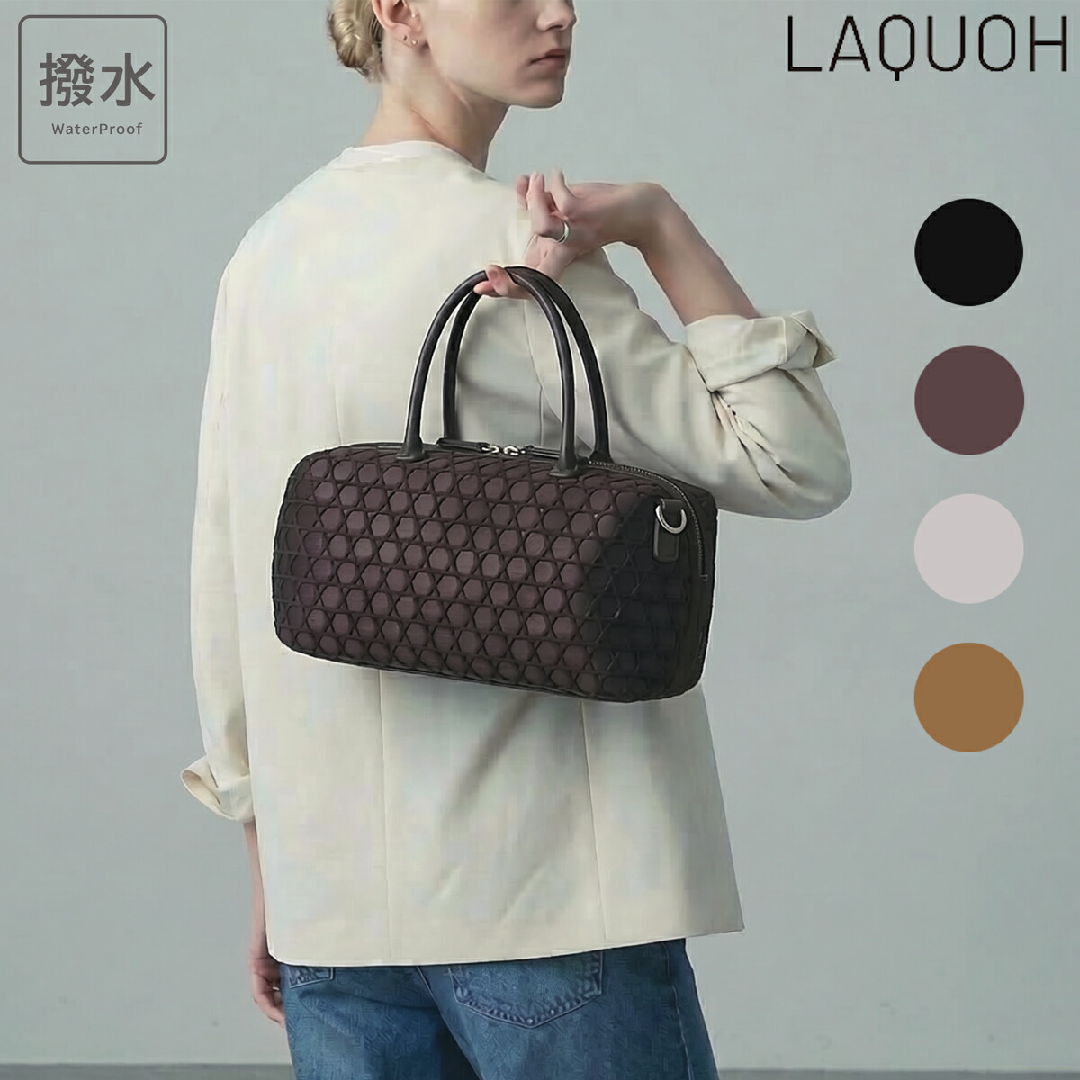 ラクーオ ミニボストンバッグ ショルダーバッグ レディース 撥水 031687 La quoh｜ ミニショルダー カゴメエンボスボンディング[即日発送] 16,401円