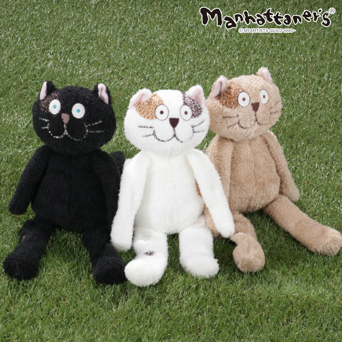 マンハッタナーズ　陶器製　ネコちゃんストラップとチャーム マンハッタナーズ 陶器製 ネコちゃんストラップとチャーム
