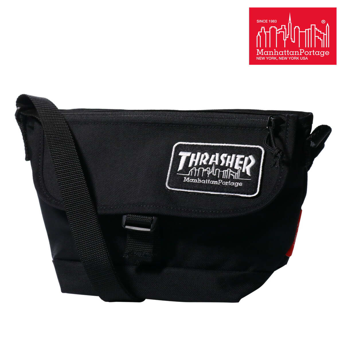 Manhattan Portage マンハッタンポーテージ THRASHER スラッシャー ショルダーバッグ スケート スケボー 横型 メンズ レディース MP1603FZPEPTHRASHER ワッペン[PO10][即日発送]