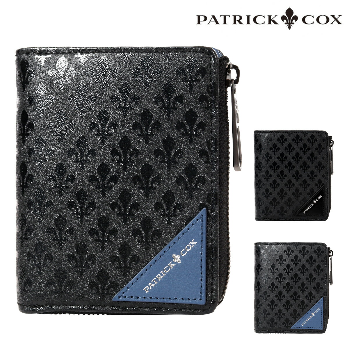 パトリックコックス 二つ折り 財布 ミニウォレット コンパクト メンズ PXMW5ES3 BLACK KINGS PATRICK COX 小銭入れ付き ミニ財布 モノグラム レザー 本革 ブランド専用BOX付き｜メゾンドサックスバー財布・鞄専門 10,296円