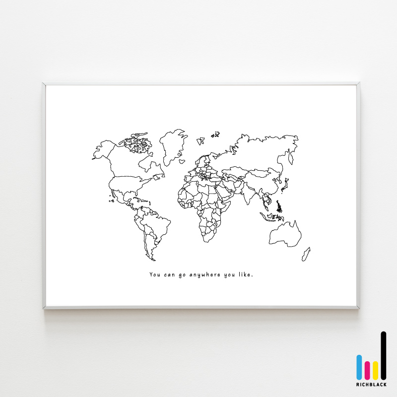 楽天市場】全4色＊ 世界地図 モノクロ アート ポスター [ A3 ]地図
