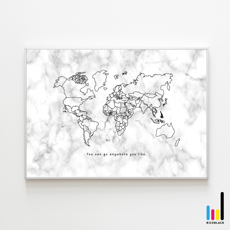 楽天市場】世界地図 大理石柄 アート ポスター [ A3 ]地図 抽象画 線画