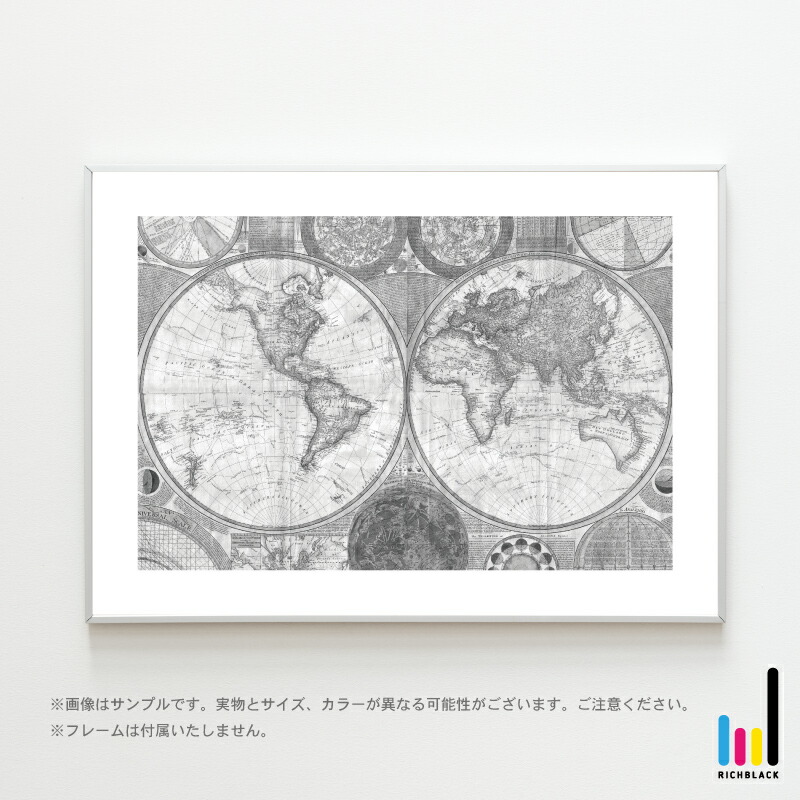 全4色 世界地図 モノクロ アート ポスター A1 Yneyoblcnd 家具 インテリア Www Robotnature Com