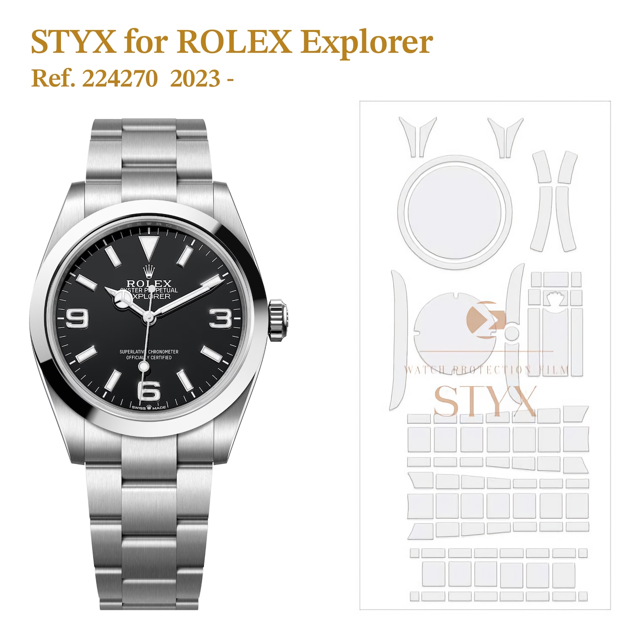 【STYX 保護すること写真フィルム】for Rolex Explorer 40粍 Ref. 224270