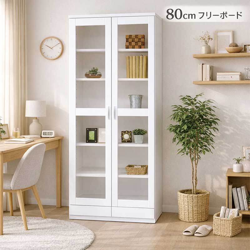 木製レンジボード ガラス扉付き ガラス扉付きデザインキッチンボード【幅90cm】 通販【ニッセン】