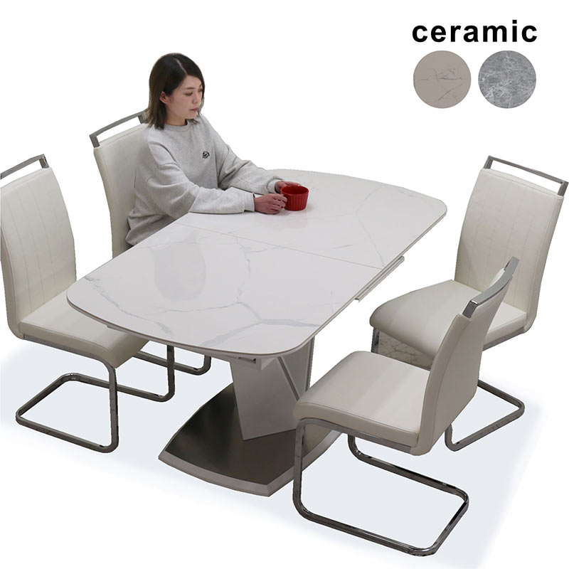 楽天市場】セラミック 伸縮 ダイニングテーブルセット 大理石風 幅
