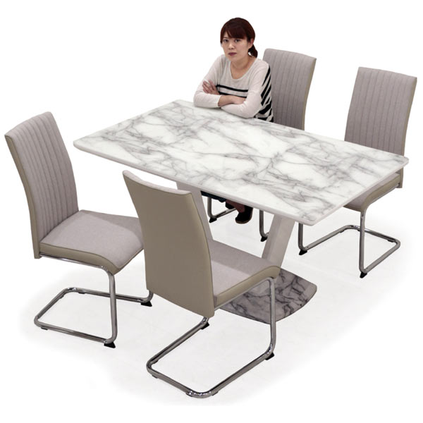 夕食膳ひとそろい 4労働力人口掛け 小粋 ダイニングテーブル 大理石巌追及 圏150cm 150x85 マーブル掴み 大理石 柄 テーブル 座 4四肢 座り心地 硬め 白み 光輝 ツヤ 優等思 大理石調ダイニング5委細セット 今めかしい カンティレバー のりのり後尾 Cannes Encheres Com