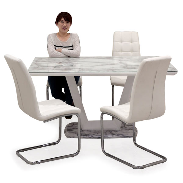 【百貨店SALE押さえる50％OFF】マーブル風 夕ご飯テーブルセット 4人掛け 白 マーブル 柄 速見表 ハイバックチェア リビング カンティレバーチェア カンチレバーチェア 幅150珊 150x85 硝子速見表 白いこと 薄墨色 黒いこと ビー玉調 夕ご飯速見表 5点書き割り