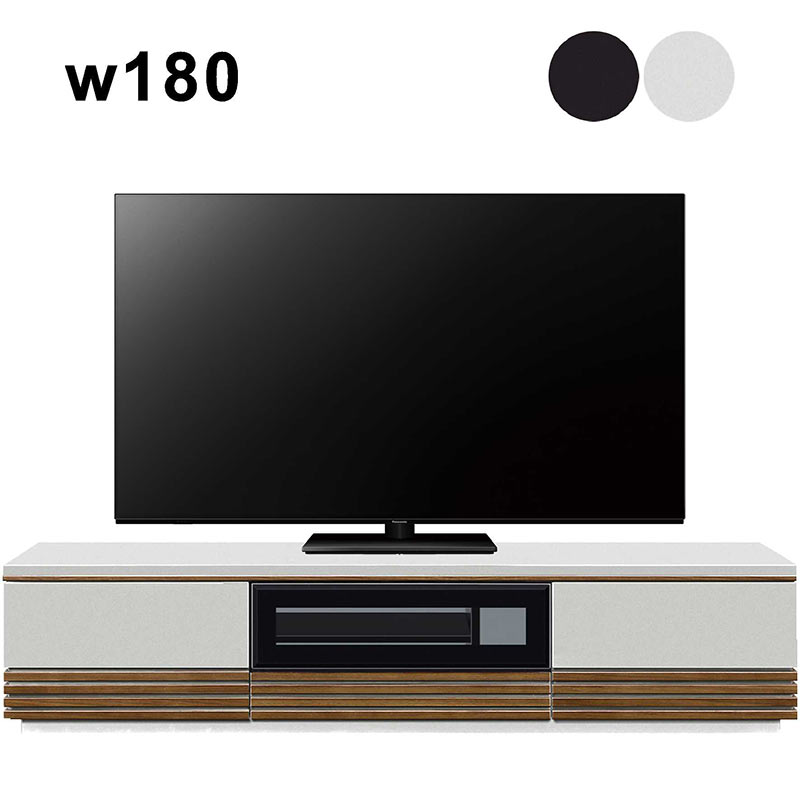 テレビボード 幅180cm テレビ台 ローボード 収納 引き出し リビング収納 デッキ収納 ローテレビ台 ロータイプ 白 黒 ホワイト ブラック ブラウン ウォールナット突板 ホワイトオーク突板 大容量 フルオープンレール おしゃれ カジュアル モダン スタイリッシュ 完成品