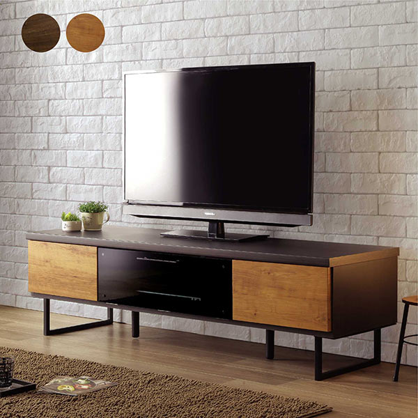 テレビボード 完成品 幅145 テレビ台 ロータイプ 縦型収納 ナチュラル ブラウン ブラック ツートンカラー 引き出し フルオープンレール ブルックリンスタイル 男前インテリア|モダン インテリア リック