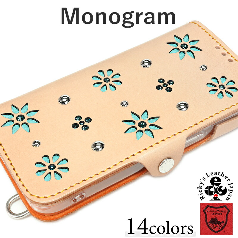 モノグラム 手帳型 ケース 14色 iPhone17 17Pro 17ProMax iPhoneAir 17e iPhone16 16e 16Plus 16Pro 16ProMax iPhone15 iPhone14 ProMax 13ProMax iPhone12 Google Pixel10 10ProXL Xperia 1VIII Galaxy S26Ultra S26 TPU 栃木レザー 革 本革 リッキーズ 名入 r334|RickysLeather