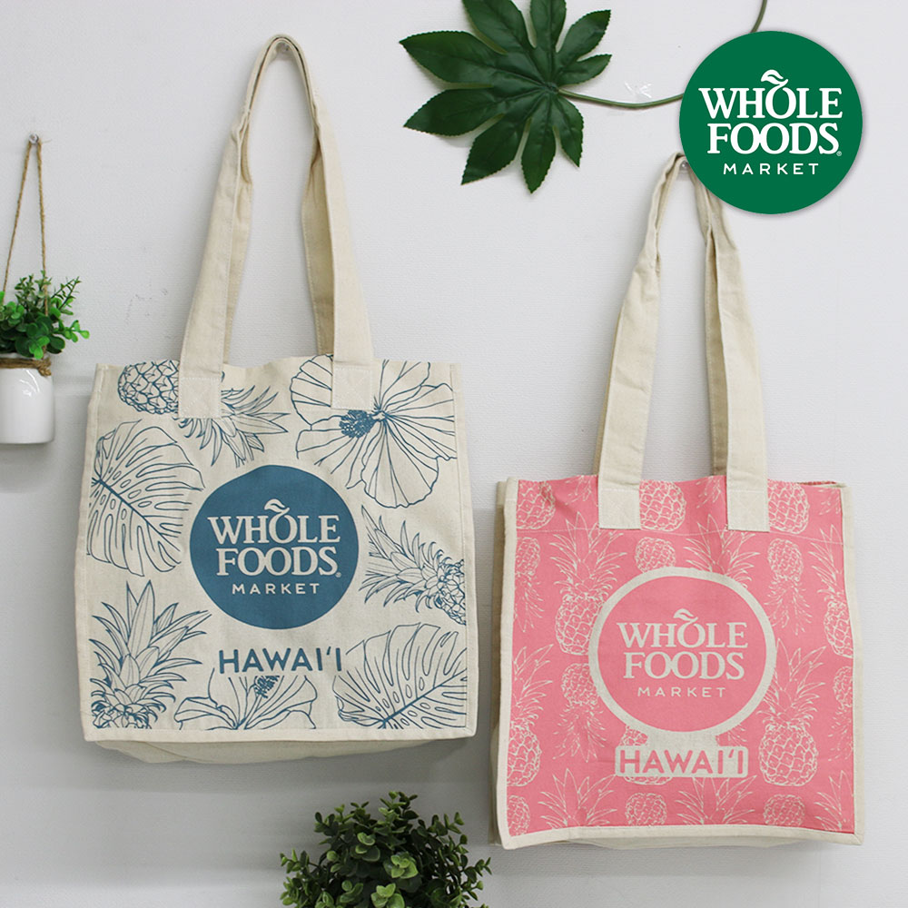 [新品タグ付き]Whole Foods Market エコバッグ ピンク花柄　大 ホールフーズで人気のエコバッグ「タグアロハ」の新作＆人気