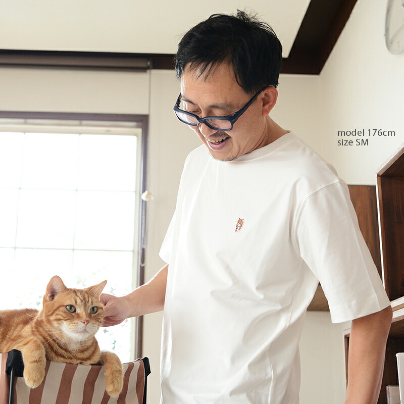 楽天市場 ネコ好きさん のためのゆるシルエットtシャツ メンズ Tシャツ 猫 刺繍 ワンポイント 雑貨 猫グッズ 父の日 プレゼント ギフト Muezza Ricohaco