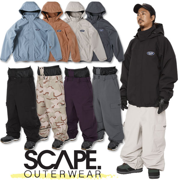 【ポイントUP期間中】26-27 SCAPE/エスケープ DERBY jacket & BAGGY pant 上下セットアップ 着用説明動画 メンズ レディース 防水ジャケット パンツ スノーボードウェア スノーウェアー 2027 予約商品｜サーフ＆スノー　BREAKOUT
