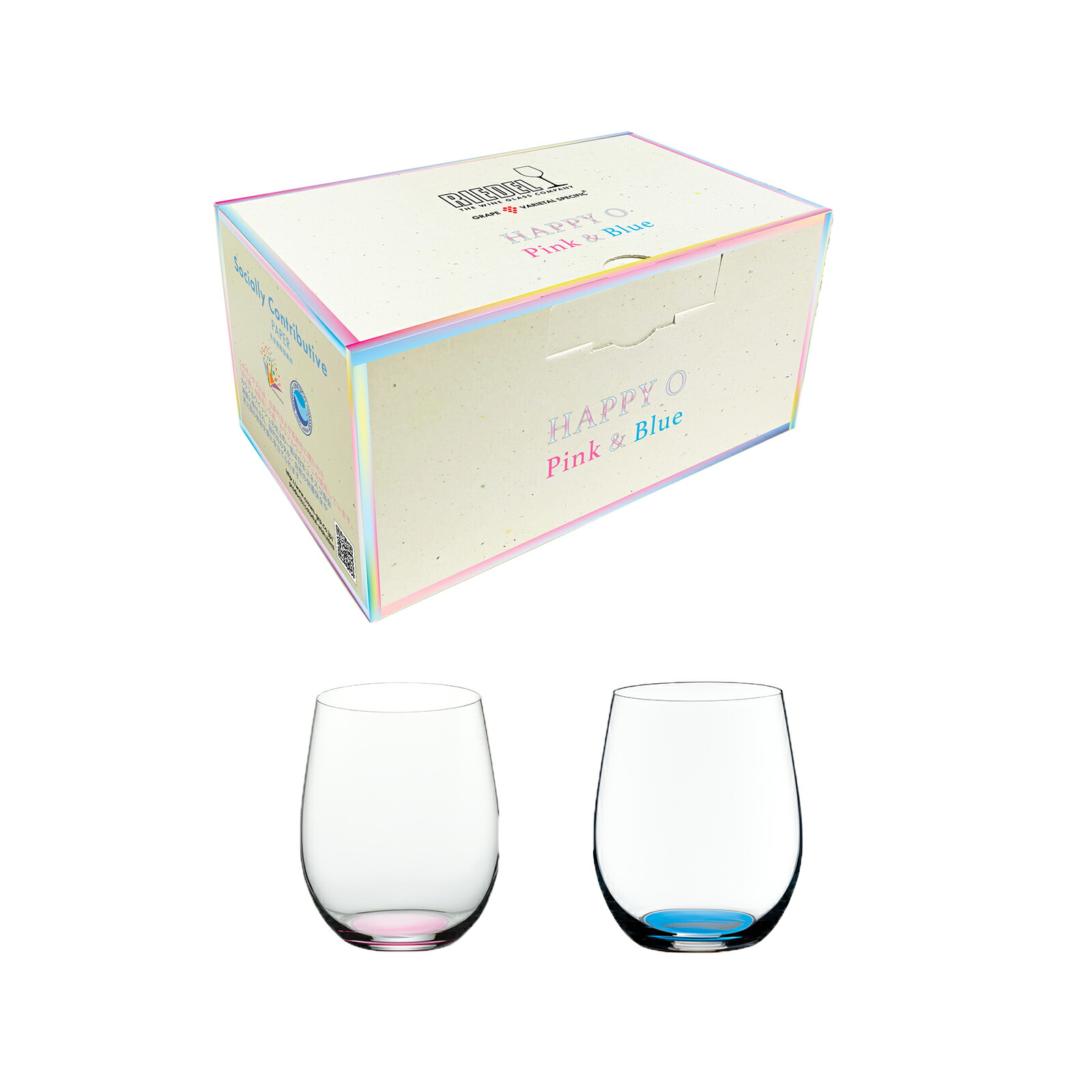 リーデル公式 リーデル・オー ハッピー・オー ピンク＆ブルー 2色入 5414/22 ラッピング無料 RIEDEL ワイングラス タンブラー  カラフル 新築祝い 結婚祝い リーデル