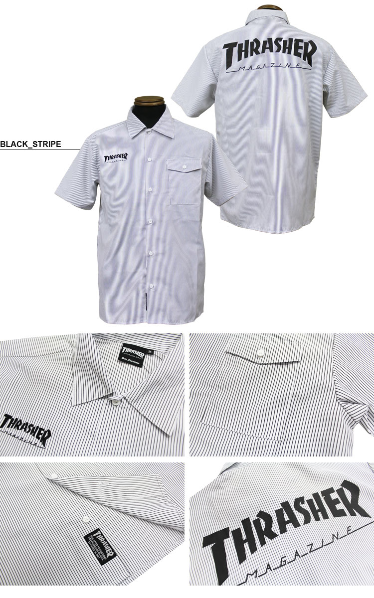 シャツ S WORK SHIRTS レディース THRASHER メンズ 全3色 HOMETOWN S/ S-XL 半袖ワークシャツ スラッシャー