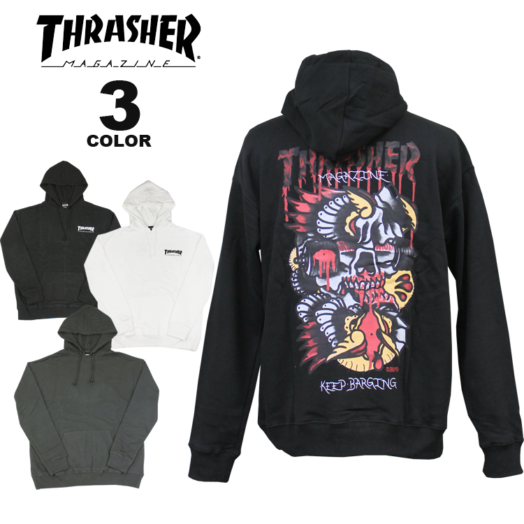 公式 スラッシャー パーカ Thrasher Keep Barging Hoodie Sweat Parka スウェット プルオーバー パーカー メンズ レディース ユニセックス 裏毛 スエット 裏パイル 全3色 M Xxl Ice Org Br