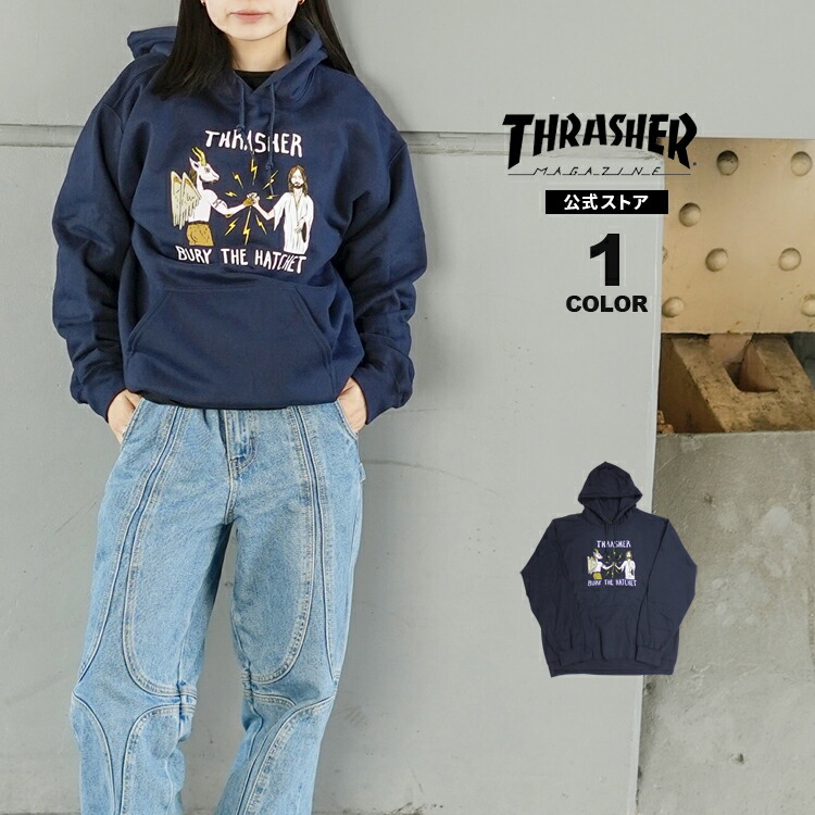 【SALE】スラッシャー パーカー THRASHER TOYMACHINE B.T.H HOODIE SWEAT PARKA トイマシーン プルオーバー パーカ スエット インポート メンズ レディース ユニセックス 裏起毛スウェット ネイビー 紺 M-XL｜RIFFLE PAGE 2nd