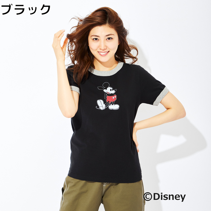 楽天市場 Disney リンガープリントtシャツ ミッキー ウィメンズright On ライトオン Dn Disney ディズニー ライトオン楽天市場店