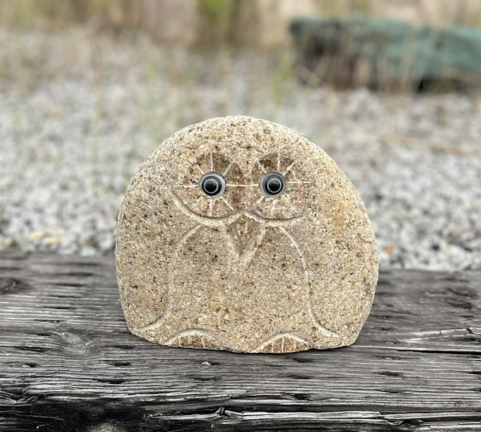 国産御影石　　フクロウ　置物　　手作り 微笑みフクロウ フクロウ 手作り 国産 御影石 梟 フクロウ 置物」の