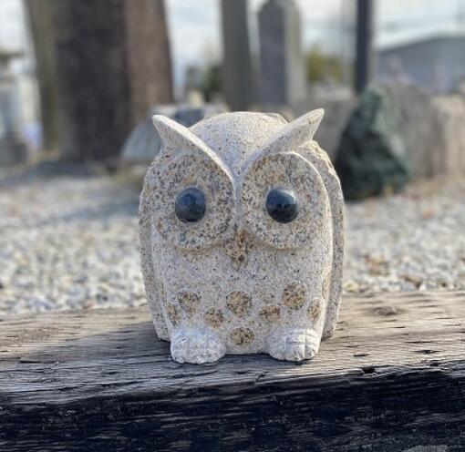 楽天市場】もこもこふくろう 大 H26cm 御影石 フクロウ 梟 鳥 とり