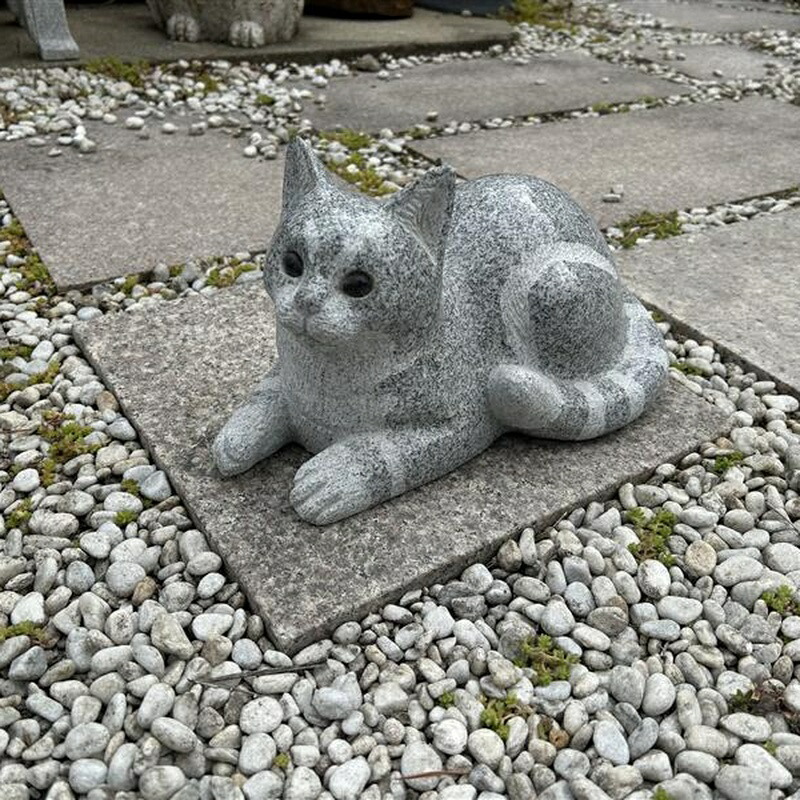 楽天市場】招き猫 御影石 高さ32cm白みかげ石 ねこ ネコ インテリア