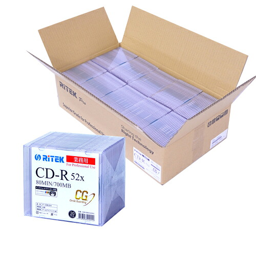「VGP2021」金賞・企画賞 データ用 CDR-D80CG20SC CD-R 700MB 52倍速 Ritek Professional with "CG" Technology(Ritek Pro "CG") 5mmスリムケース入り20枚パック&times;10個セット（200枚）業務用 お得なカートン販売 ritek pro cg RITEK｜メディアプラス