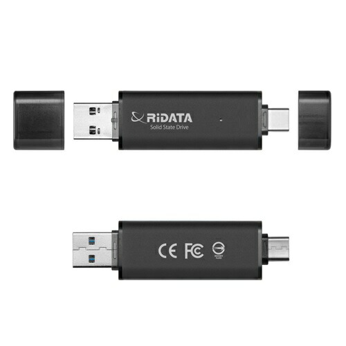 ポータブルSSD PORTABLE SSD UV903 BK PSSD-Dual USB3.2 Gen2 USB Type-A Type-C デュアルコネクタ 512GB 1TB 2TB BK 大容量 超高速データ転送 コンパクト 軽量 ブラック RIDATA ライデータ