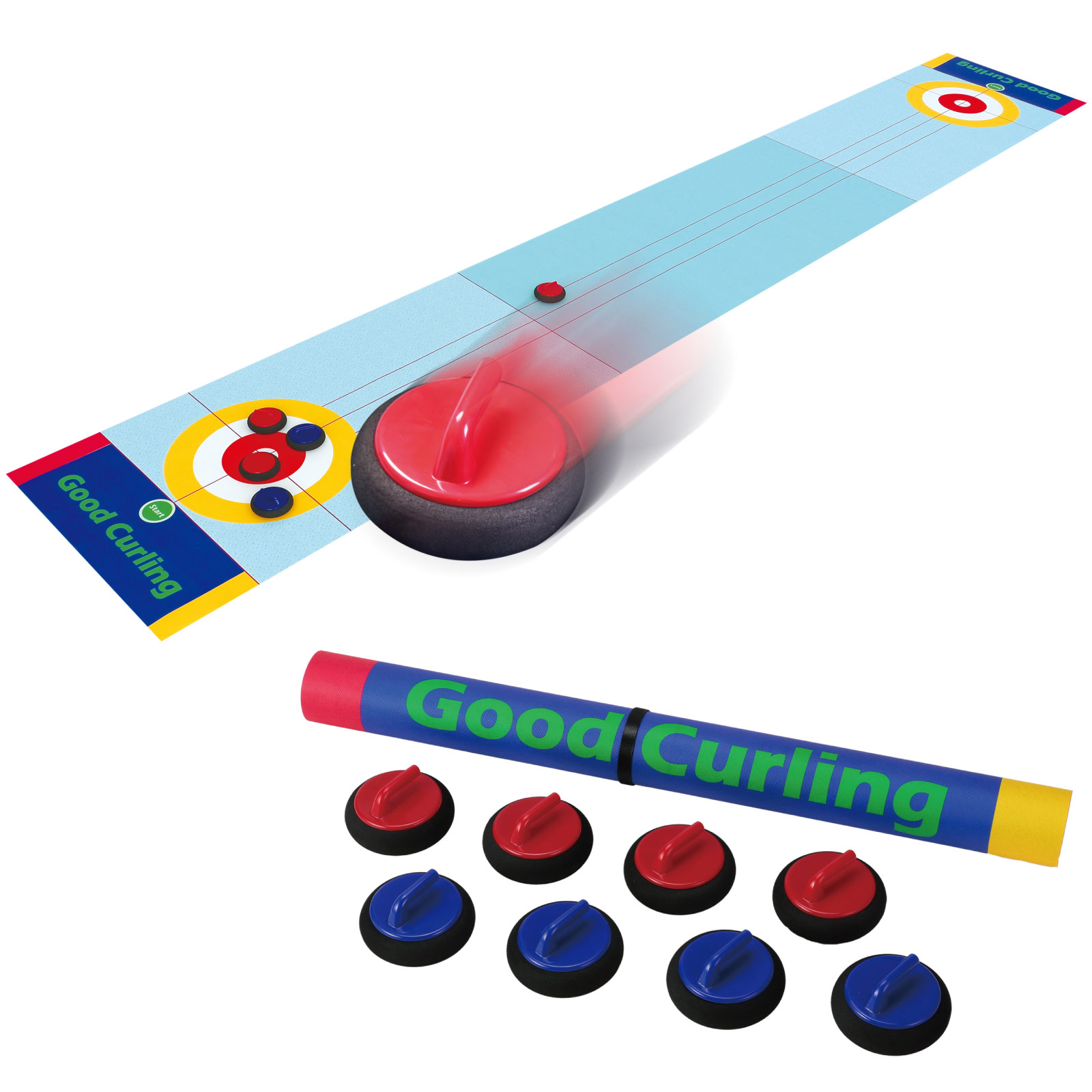 ﾌﾛｱｶｰﾘﾝｸﾞｾｯﾄ／カーリング 室内遊び ストーン ローラー付き ターゲットゲーム 的当て スポーツトイ 家庭用 レクリエーション 運動能力 集中力 知育玩具 イベント 22305｜理系雑貨のある暮らし　店