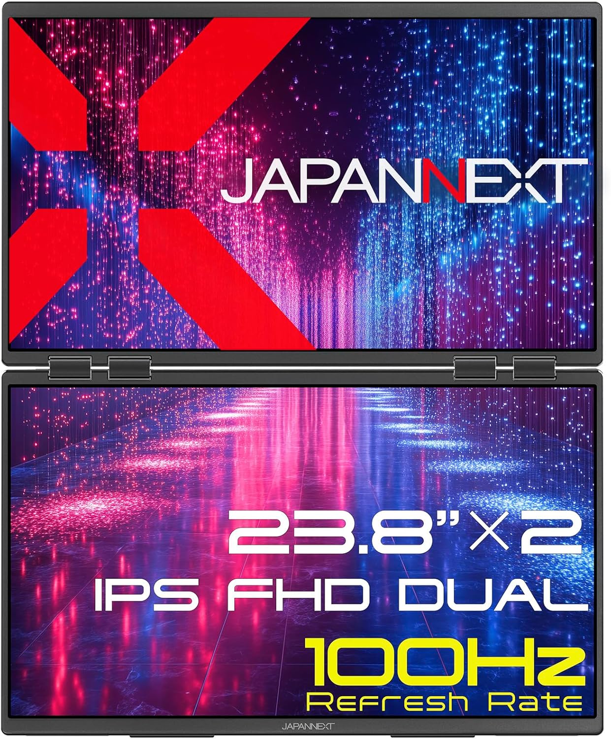 JAPANNEXT 23.8インチ IPSパネルx2搭載 フルHD(1920x1080)解像度 大型デュアルモバイルモニター JN-DMD-IPS238F-C4