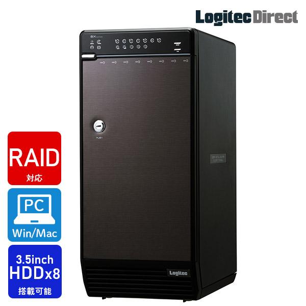 ロジテック HDDケース 8BAY RAID対応 3.5インチ SATA HDDケース USB3.0 USB2.0 eSATA 外付け 最大8台搭載 LHR-8BRHEU3 ブラック|陸翔屋