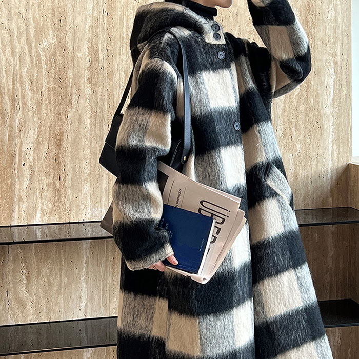 ダッフルコートレディースウールロングコートチェックロングアウターフード付きコート韓国ファッション春秋冬防寒厚手暖かいあったかウールコート大きいサイズゆったりカジュアルきれいめ上品OL通勤通学フォーマル事務ビジネスジャケット｜Rikutonaショップ
