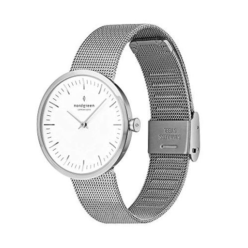 【セット】NORDGREEN[ノードグリーン]INFINITY 北欧デザイン腕時計 ホワイトダイヤル シルバーメッシュ/グレーレザー 32MM