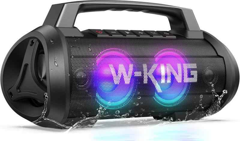 70W（120Wピーク）スピーカー bluetooth、IPX6防水 防塵 ワイヤレス スピーカー 大音量、 ポータブルスピーカー ステレオ【パーティーライト、マイクポート、42時間連続再生、強化された低｜利休プリン