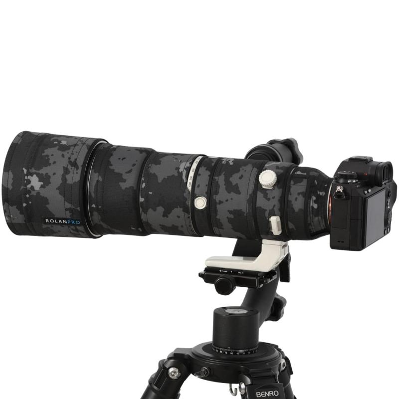 Rolanpro レンズコート ソニー FE 200-600mm F5.6-6.3 G OSS対応 専用レンズ炮衣 レンズ保護カバー防水・防傷・滑り止め/三脚座環独立操作AF ボタン操作感維持遮光罩反転装着可-：#18 黒色（MY-153）