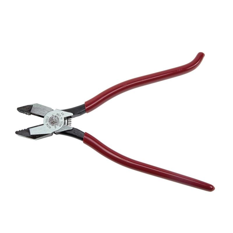 Klein Tools D201-7CSTA ラインスマンプライヤー スプリングロードアクション付き添い人片方裁断師 Ironworker ペンチ アグレッシブローレットと強化因子手持ち部分付き添い人