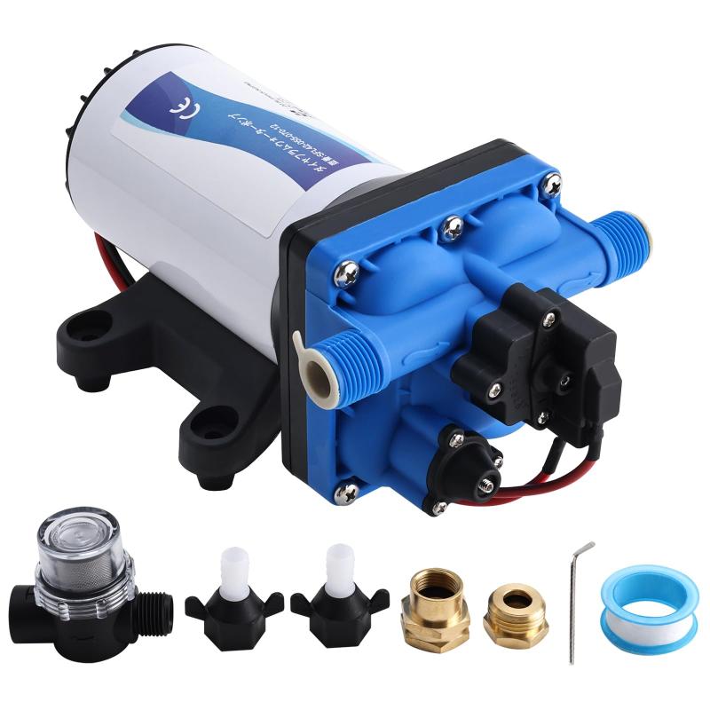 排水ポンプ DC 12V ダイヤフラムウォーターポンプ 最大70PSI 20.8L/min 濾過装置付き キッチン バスルーム RV ボート ガーデン 家庭 農業などに適用|利休プリン