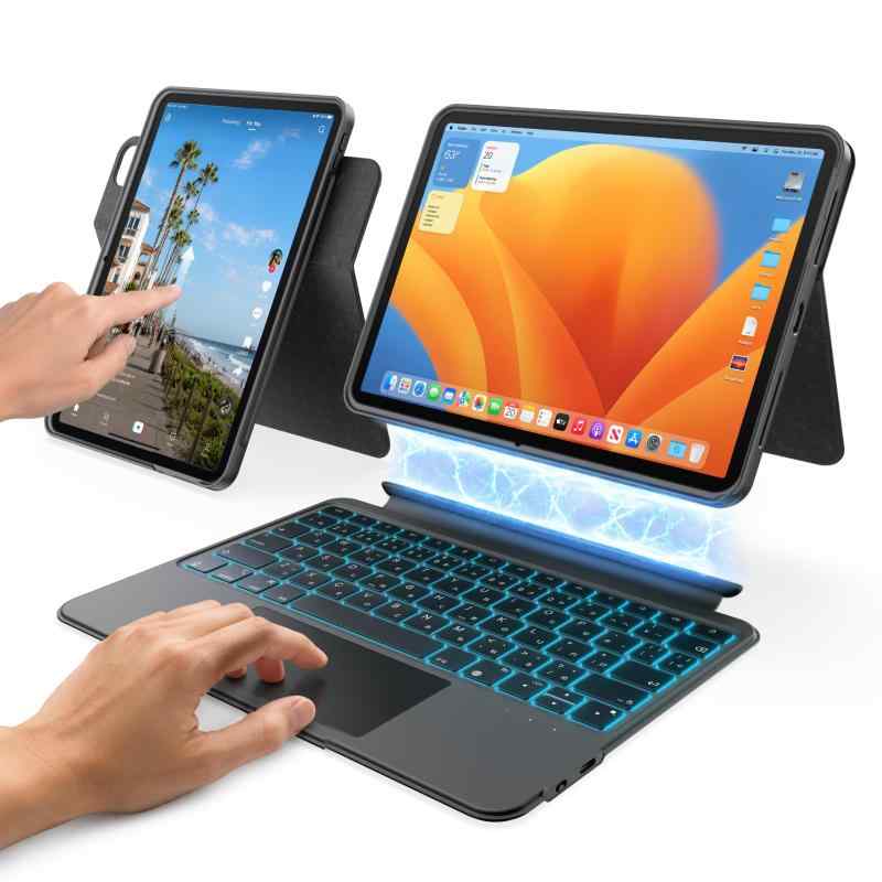 相応う iPad 11inA16 2025/10時人 入れもの 鍵盤、iPad第11/10時人用回転させる式＆着脱式鍵盤入れもの、伸縮性書きもの保持者、奇麗さっぱり保護すること押しかぶせる、7色うしろ側ともし火、マルチタッチトラックパ 日用品雑貨・文房具・手芸-その他