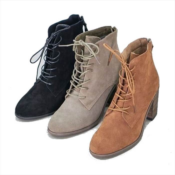 楽天市場 本革 革 スエード レースアップブーツ レディース ショートブーツ チャンキーヒール 太ヒール レザー ブーツ レースアップ 黒 ブラック ベージュ ブラウン Rilla By Uni