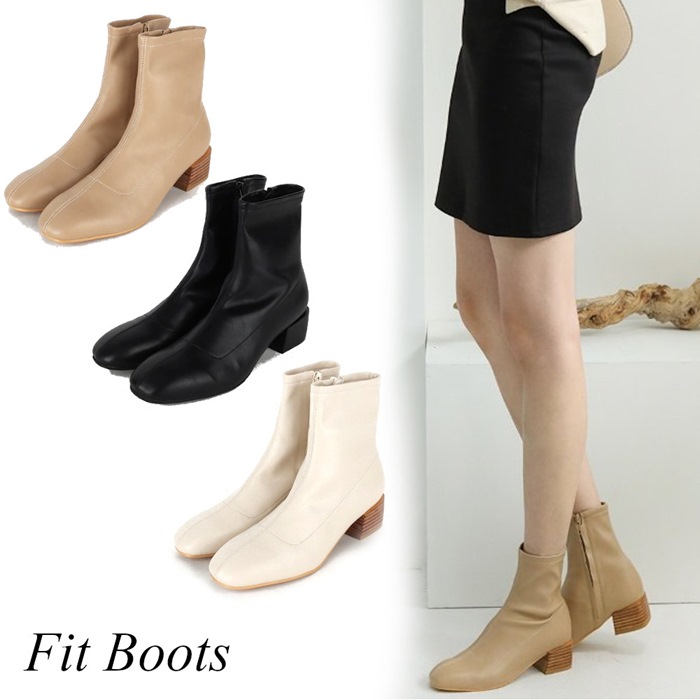 素晴らしい品質 Pu スムース ストレッチ フィットブーツ ショート スクエアトゥ 太めヒール ローヒール ブーツ レディース ショートブーツ 黒 アイボリー ベージュ ブラック 50 17 Qbdworks Com
