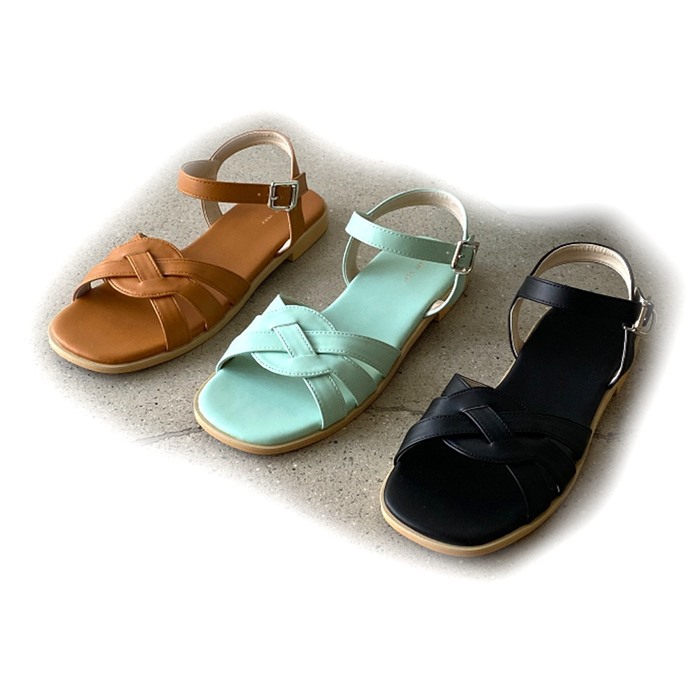 フラットサンダル レディース サンダル ローヒール ぺたんこ ストラップ 編み込み レディースサンダル シンプル ナチュラル 黒 ブラック ブラウン グリーン Bayleafkitchen Co Uk