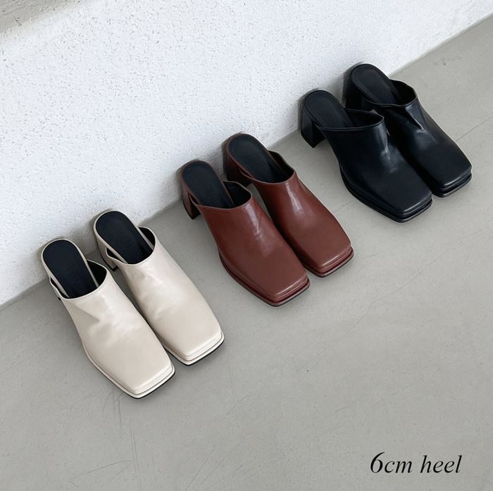とっておきし新春福袋 サボサンダル ミュール チャンキーヒール 太めヒール 6cm スクエアトゥ サンダル レディース サボ 黒 ブラック アイボリー ブラウン 白 ホワイト Fucoa Cl