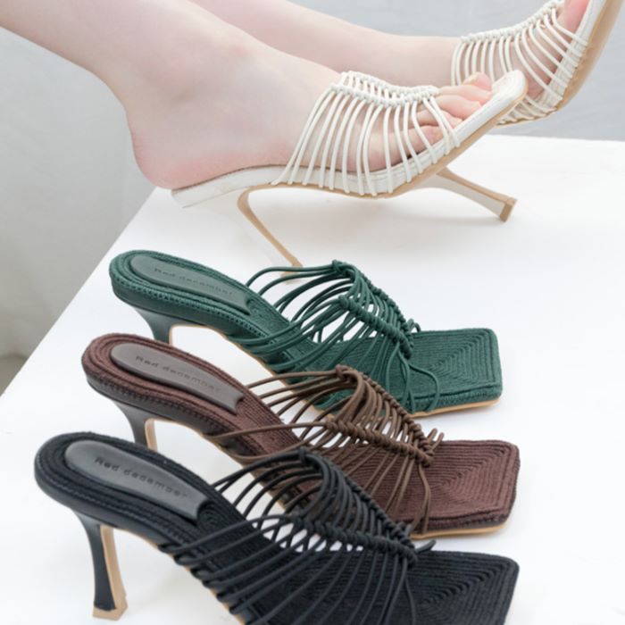 パーティー ミュール ハイヒール ピンヒール ミュール サンダル ハイヒール デザインサンダル ブラック カジュアル レディースサンダル 9cm ハイヒール レディース ゴム ストレッチ ヌーディー スクエアトゥ 黒 ブラック 白 ホワイト ブラウン グリーン Rilla By Uni