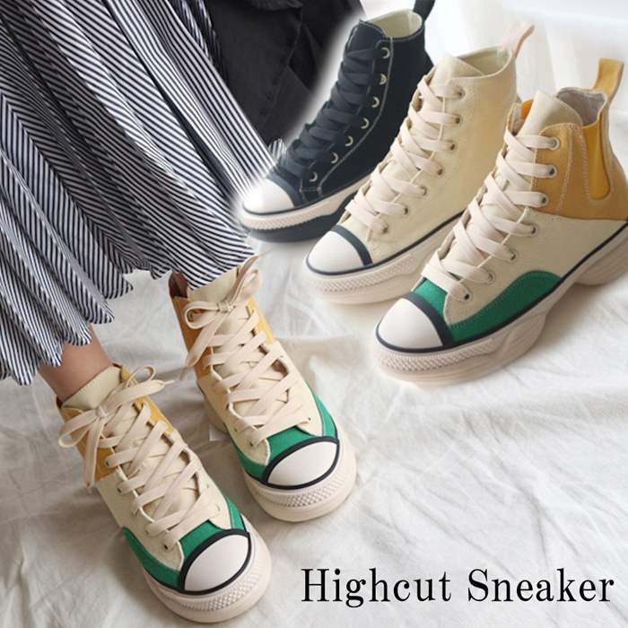 安心の定価販売 楽天市場 スニーカー レディース ハイカット キャンバスシューズ サイドゴア 紐 レースアップ レディーススニーカー 厚底 お洒落 スニーカー 黒 ブラック ベージュ Rilla By Uni 第1位獲得 Www Egicons Com