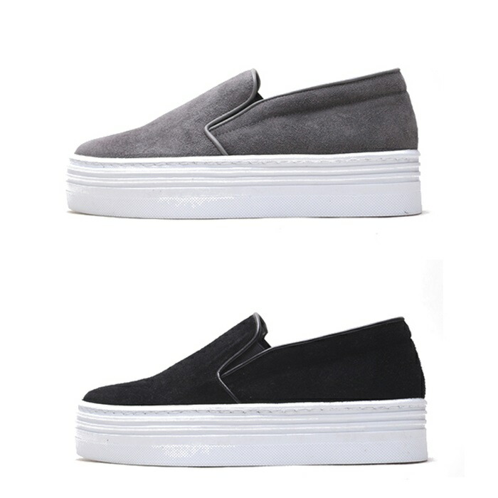 楽天市場 本革 革 スリッポン レディース 厚底 黒 ブラック グレー スエード レザー スニーカー ローカット カジュアル レディースシューズ 紐なし 靴 大きいサイズ Rilla By Uni