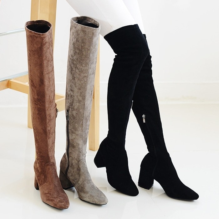 最安値に挑戦 楽天市場 ニーハイブーツ ロングブーツ ヒール 太めヒール チャンキーヒール ブーツ ロング ニーハイ 黒 スエード グレー ブラウン きれいめ シンプル カジュアル Rilla By Uni 驚きの値段 8degreethemes Com